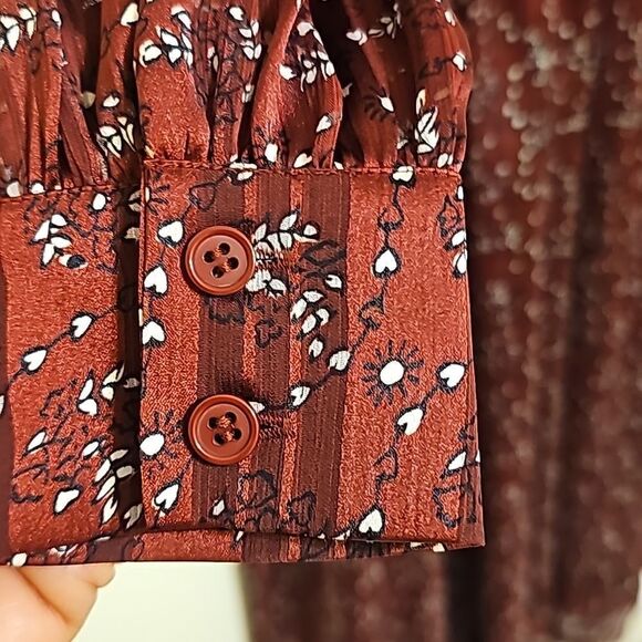 NWOT! & other stories Paris Atelier heart print midi/maxi dress in oxblood 4 - Picture 6 of 13